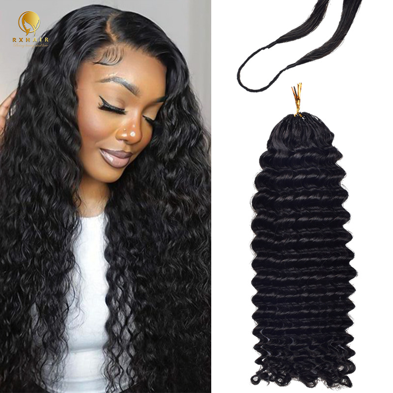 Crochet hair Deep wave #1b natural black Pre-crochet braids Human hair extensions crochet hairstyles for black women curly