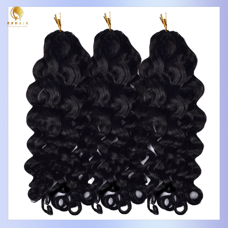 Italian Curly Pre-crochet braids 100% Human Hair  Invisible crochet #1b RXHAIR