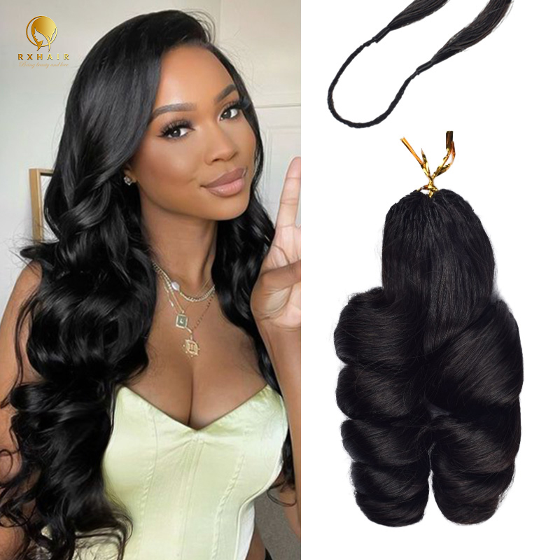 Loose Wave Crochet Hair 100% Human Hair Crochet Braids #1B RXHAIR