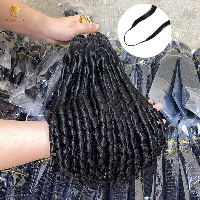 Invisible Crochet Hair Extensions Human Hair Pissy two Pre-crochet braids #1b RXhair