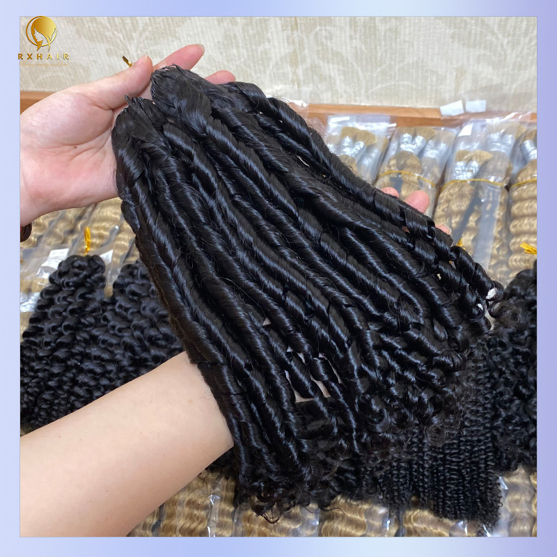 Invisible Crochet Hair Extensions Human Hair Pissy two Pre-crochet braids #1b RXhair