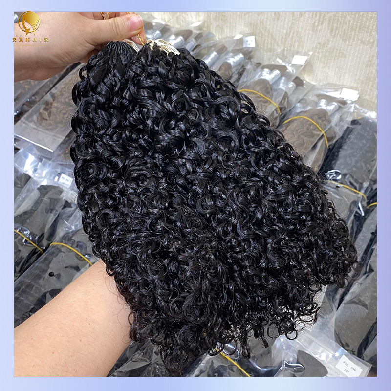 Human hair Invisible crochet hair Extensions Pre-crochet braids Pixie curly #1b RXhair