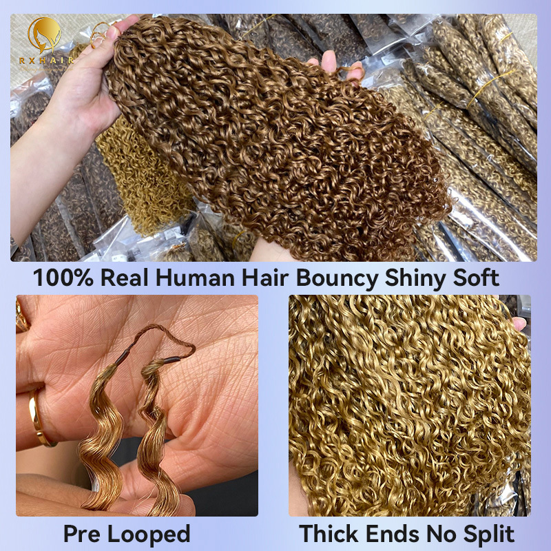 Pre-crochet braids human hair crochet hair extensions Pixie curly #27 #30 RXhair