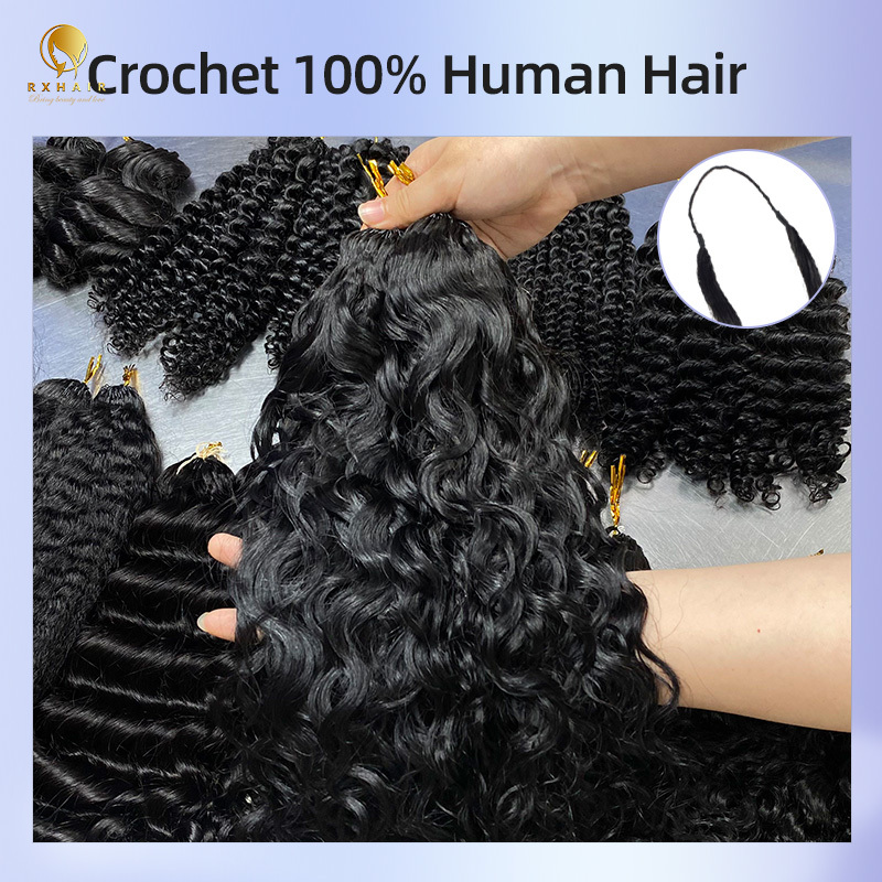 Water Wave Crochet Braids #1B Natural Black   Human Hair Extensions  # RXHAIR