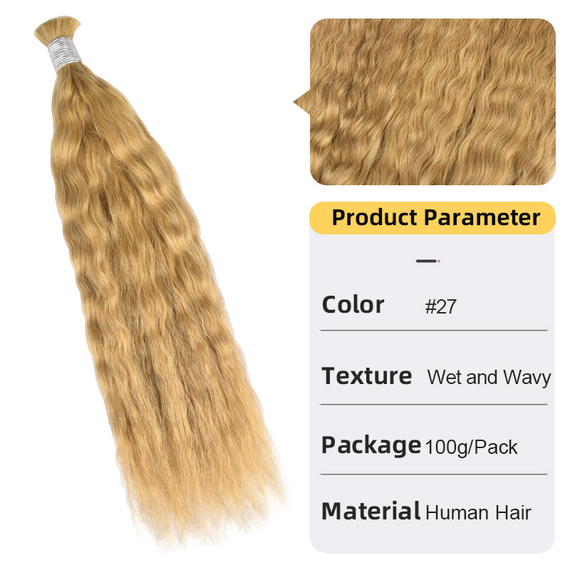 #27 Wet and wavy Boho Braids No Weft Bulk Hair For Human Hair RXHAIR