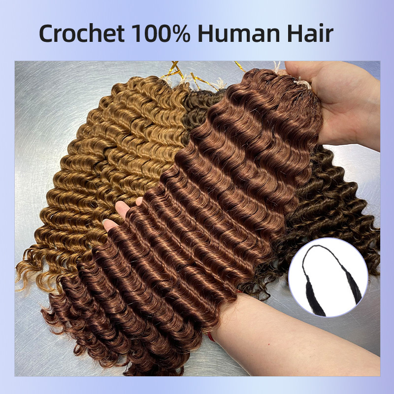 Deep Wave Crochet Hair #4 #8 #27 #30 Color Collection | 100% Human Hair Multi-Color Bundles