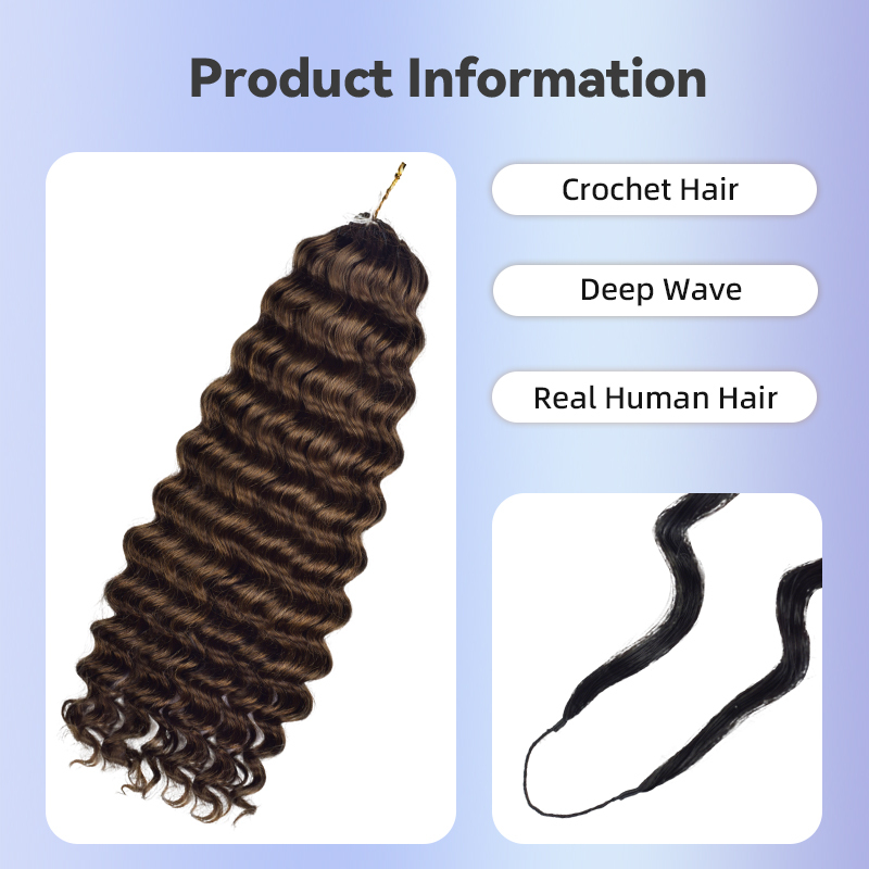 Deep Wave Crochet Hair #4 #8 #27 #30 Color Collection | 100% Human Hair Multi-Color Bundles