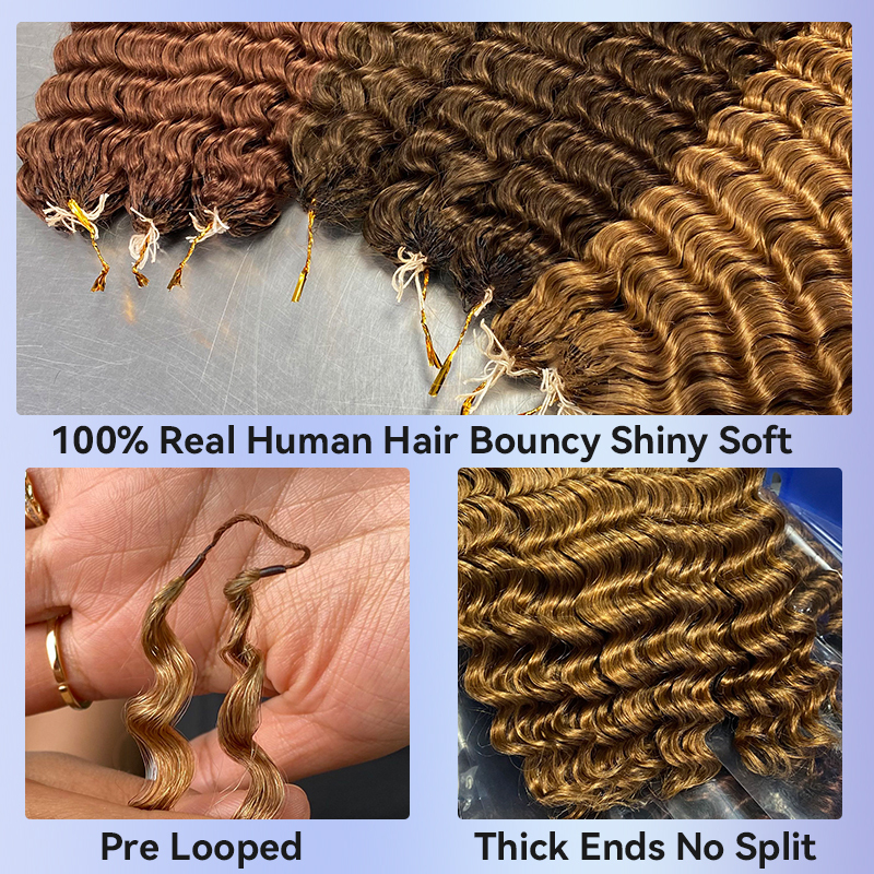 Deep Wave Crochet Hair #4 #8 #27 #30 Color Collection | 100% Human Hair Multi-Color Bundles
