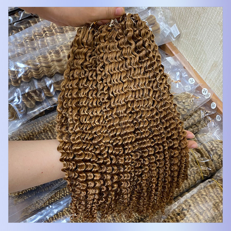 Kinky Curly #4 Human Hair Crochet Hair - Pre-Crochet Braids 100% Brazilian Hair Color #4 #27 #30 Kinky curly crochet  RXHAIR