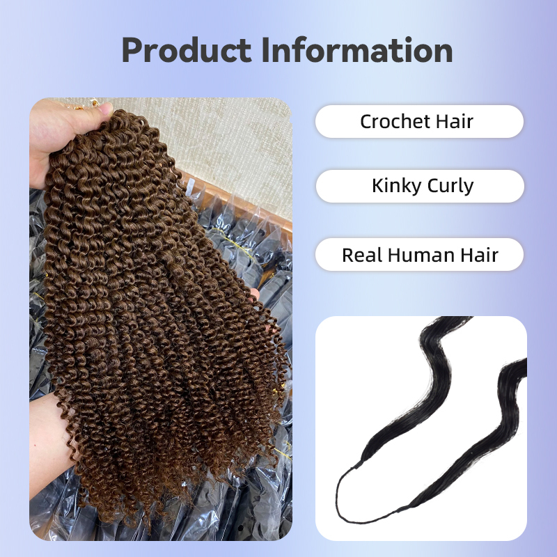 Kinky Curly #4 Human Hair Crochet Hair - Pre-Crochet Braids 100% Brazilian Hair Color #4 #27 #30 Kinky curly crochet  RXHAIR