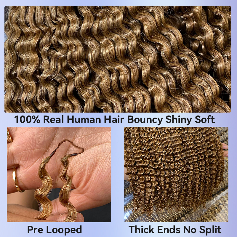 Kinky Curly #4 Human Hair Crochet Hair - Pre-Crochet Braids 100% Brazilian Hair Color #4 #27 #30 Kinky curly crochet  RXHAIR