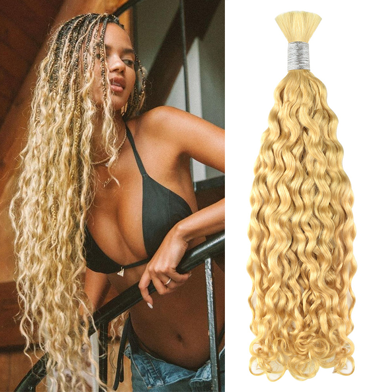 #613 Blonde Boho Braids Italian Curly No Weft Bulk Hair for Human Hair RXHAIR