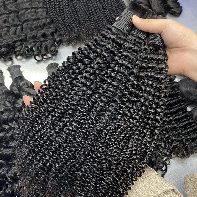 #1B Natural Black Boho Braids Jerry Curly No Weft Bulk Hair for Human Hair RXHAIR