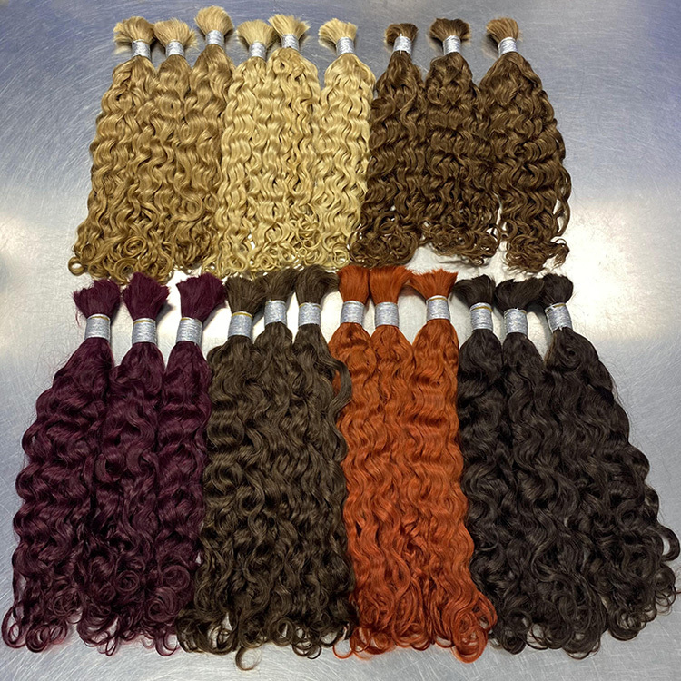 #99J Burgundy Boho Braids Deep Curly No Weft Bulk Hair for Human Hair RXHAIR
