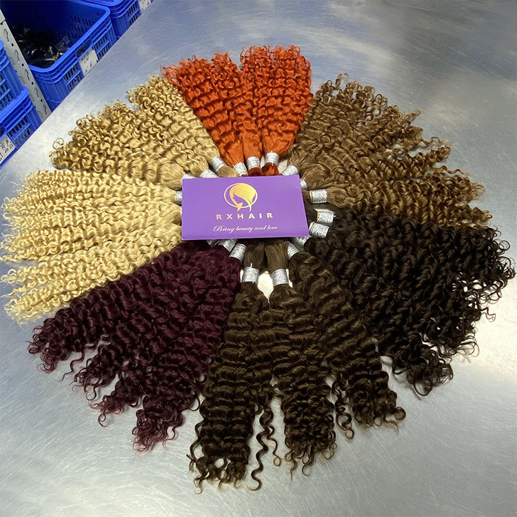 #27 Honey Blonde Boho Braids Italian Curly No Weft Bulk Hair For Human Hair RXHAIR
