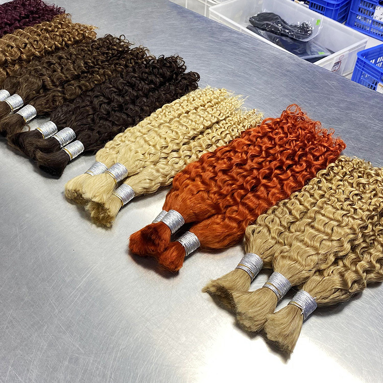 #27 Honey Blonde Boho Braids Italian Curly No Weft Bulk Hair For Human Hair RXHAIR