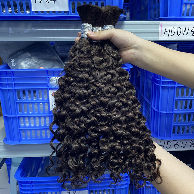 #2 Brown Boho Braids Italian Curly No Weft Bulk Hair for Human Hair RXHAIR