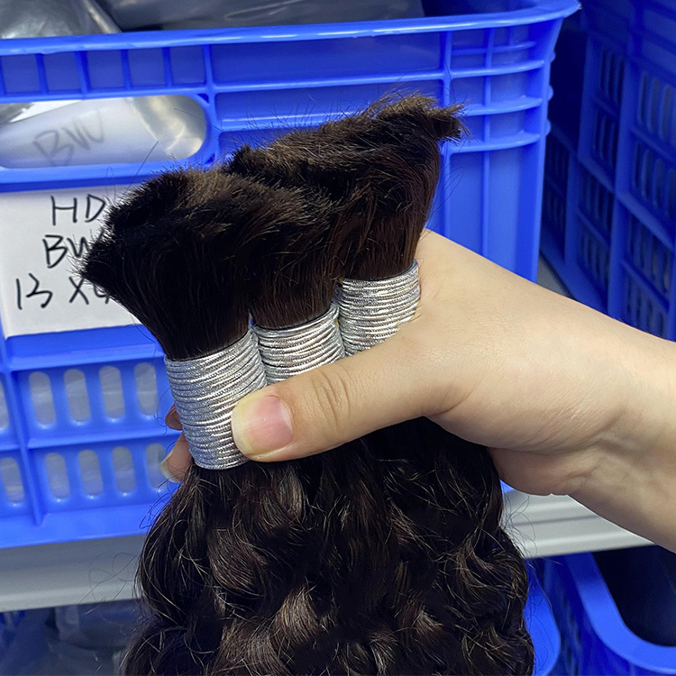 #2 Brown Boho Braids Italian Curly No Weft Bulk Hair for Human Hair RXHAIR