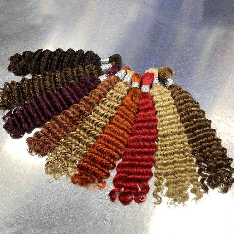 #27 Honey Blonde Boho Braids Deep Wave No Weft Bulk Hair for Human Hair RXHAIR