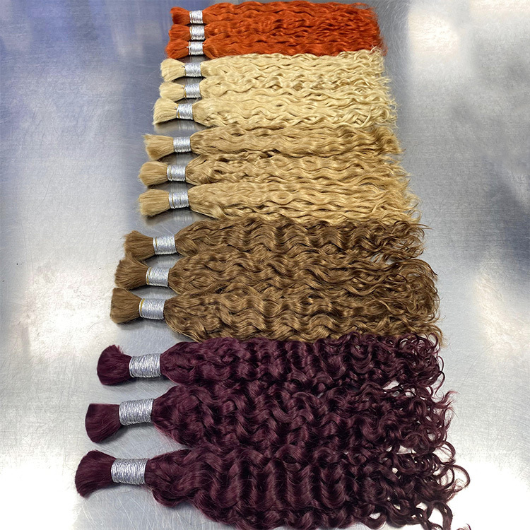 #30 Brown Boho Braids Water Wave No Weft Bulk Hair for Human Hair RXHAIR