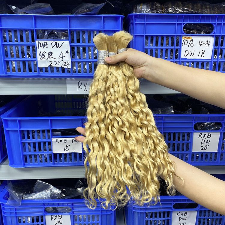 #613 Blonde Boho Braids Water Wave No Weft Bulk Hair for Human Hair RXHAIR