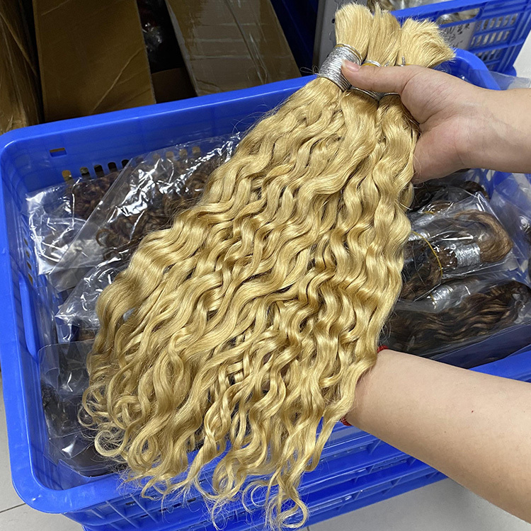 #613 Blonde Boho Braids Water Wave No Weft Bulk Hair for Human Hair RXHAIR