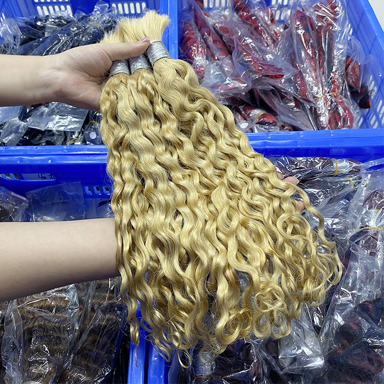 #613 Blonde Boho Braids Deep Curly No Weft Bulk Hair for Human Hair RXHAIR