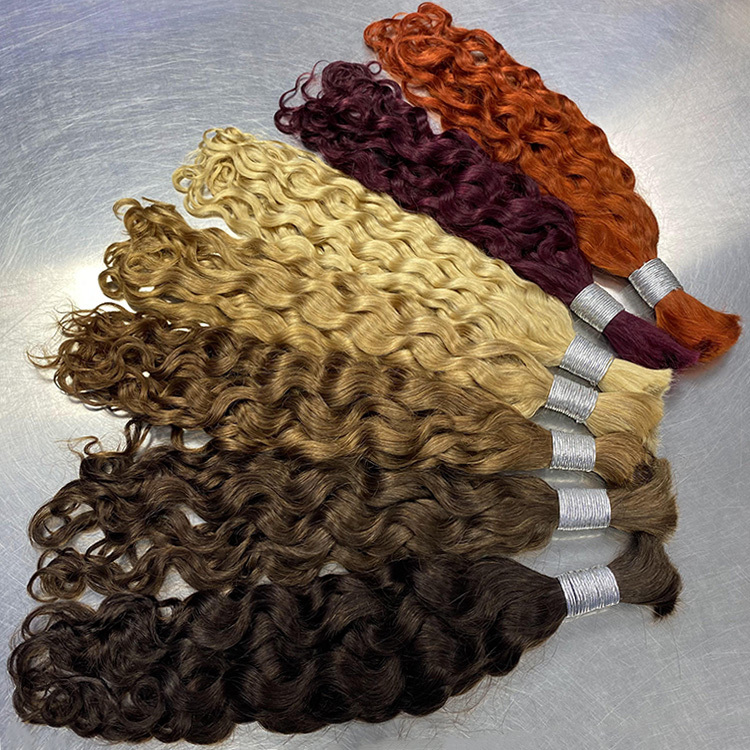 #27 Honey Blonde Boho Braids Deep Curly No Weft Bulk Hair for Human Hair RXHAIR