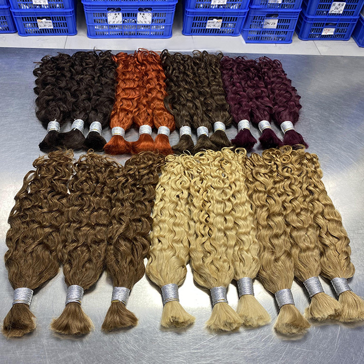 #30 Brown Boho Braids Deep Curly No Weft Bulk Hair for Human Hair RXHAIR