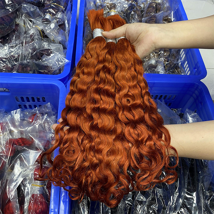 #350 Ginger Orange Boho Braids Deep Curly No Weft Bulk Hair for Human Hair RXHAIR