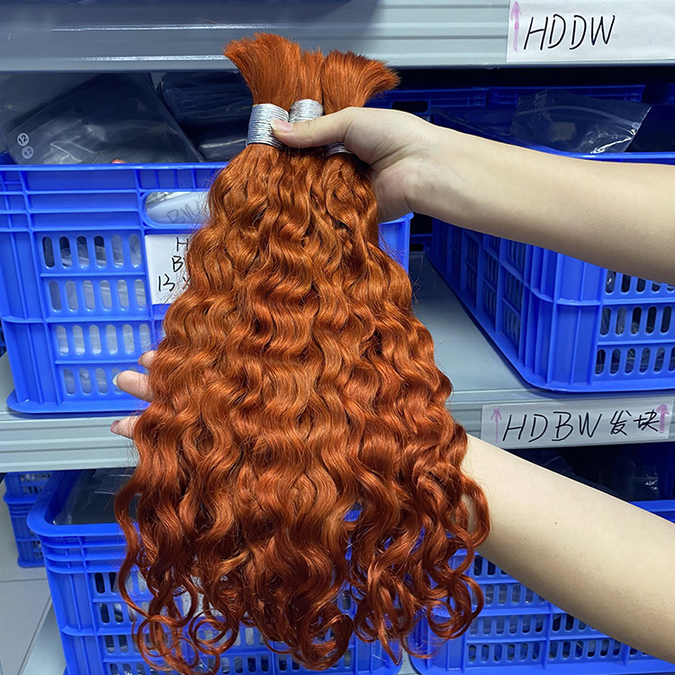 #350 Ginger Orange Boho Braids Deep Curly No Weft Bulk Hair for Human Hair RXHAIR