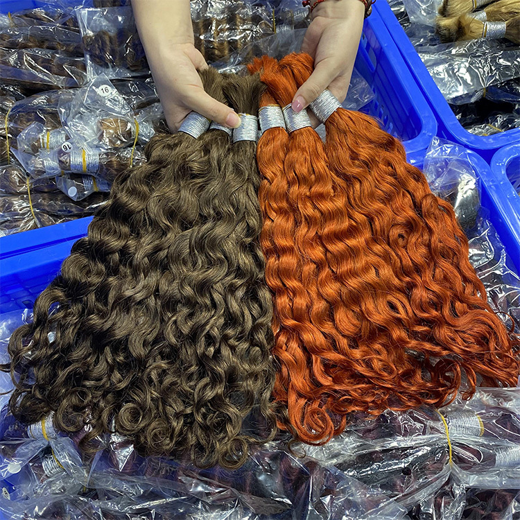 #350 Ginger Orange Boho Braids Deep Curly No Weft Bulk Hair for Human Hair RXHAIR