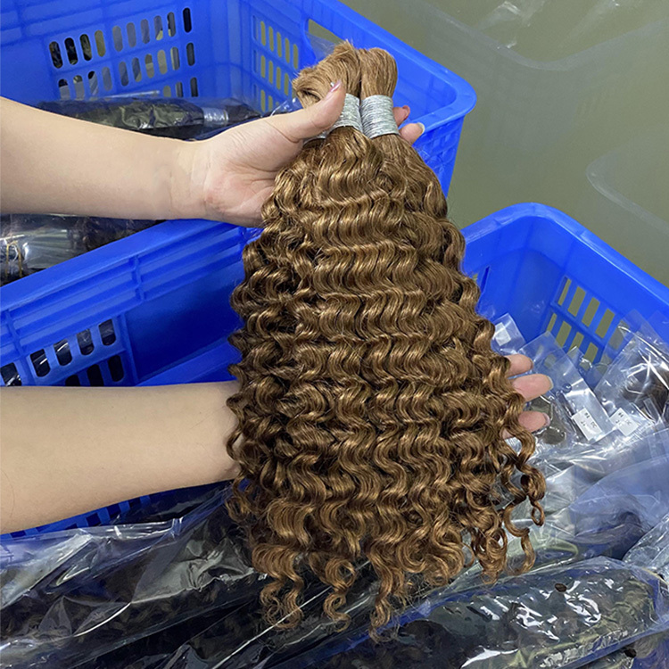 #30 Brown Boho Braids Italian Curly No Weft Bulk Hair for Human Hair RXHAIR