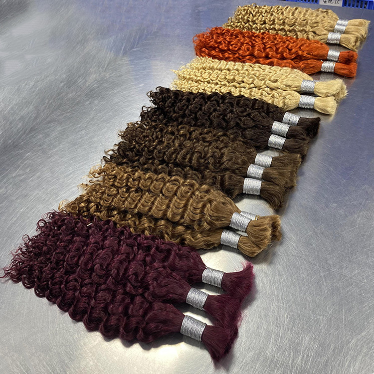 #30 Brown Boho Braids Italian Curly No Weft Bulk Hair for Human Hair RXHAIR
