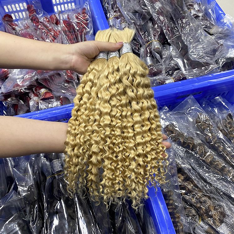#613 Blonde Boho Braids Italian Curly No Weft Bulk Hair for Human Hair RXHAIR