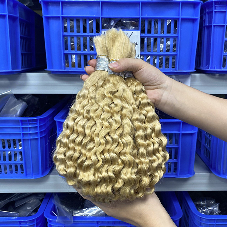 #613 Blonde Boho Braids Italian Curly No Weft Bulk Hair for Human Hair RXHAIR