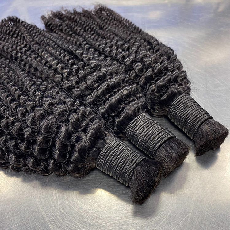 #1B Natural Black Boho Braids Kinky Curly No Weft Bulk Hair for Human Hair RXHAIR
