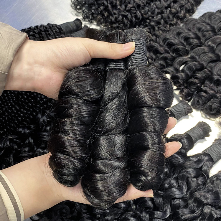 #1B Natural Black Boho Braids Loose Wave No Weft Bulk Hair for Human Hair RXHAIR