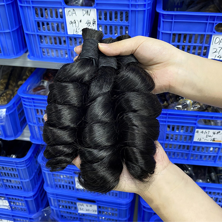 #1B Natural Black Boho Braids Loose Wave No Weft Bulk Hair for Human Hair RXHAIR