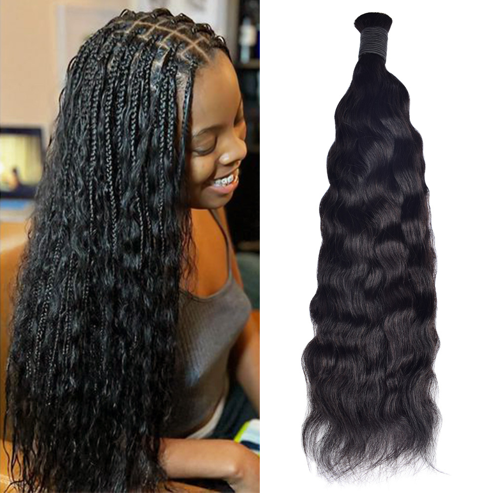#1B Natural Black Boho Braids Wet and wavy No Weft Bulk Hair for Human Hair RXHAIR