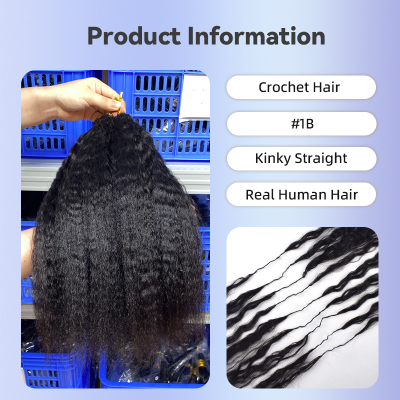 Crochet Hair Extensions Kinky Straight  Invisible crochet for black women #1b RXHAIR