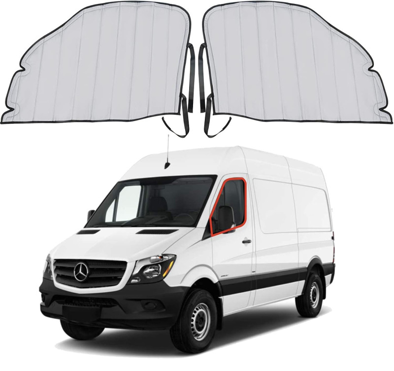Sprinter 2007-2023 Front Door Window Covers Gray Color Van Front window Covers Driver front door Window Curtain