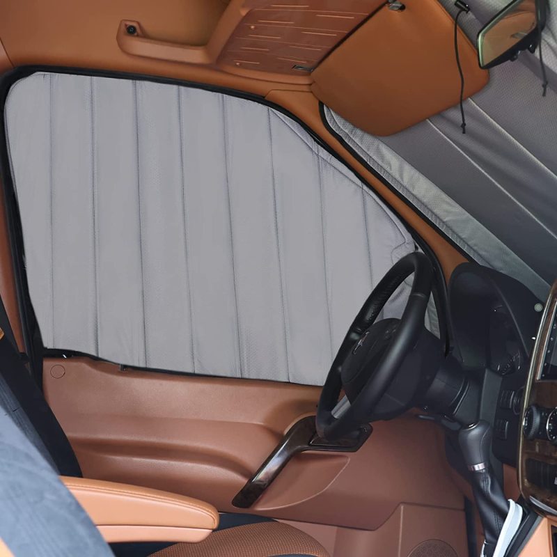 Sprinter 2007-2023 Front Door Window Covers Gray Color Van Front window Covers Driver front door Window Curtain
