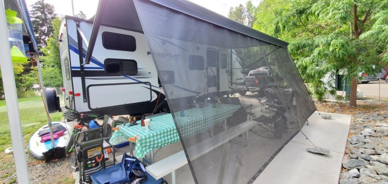 Threewen RV Awning Sun Shade Screen PVC mesh Camper Awning Shade Screen UV Blocker RV Awning Sunshade Screen