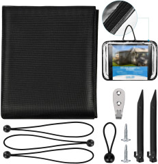 Threewen RV Awning Side Shade 9'X7'Black Mesh Screen Sunshade Complete Kits Camping Trailer Sun Blocks RV Awning Side Shade