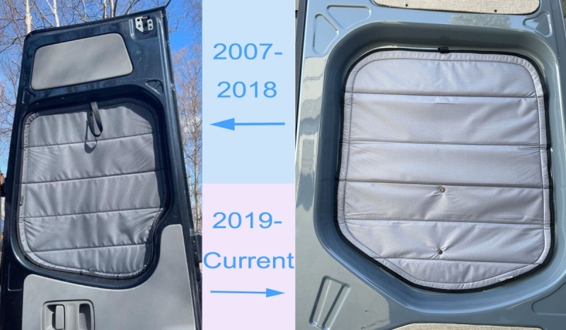 Threewen Custom Blackout Van Window Shades for Sprinter Rear Door Half Plastic