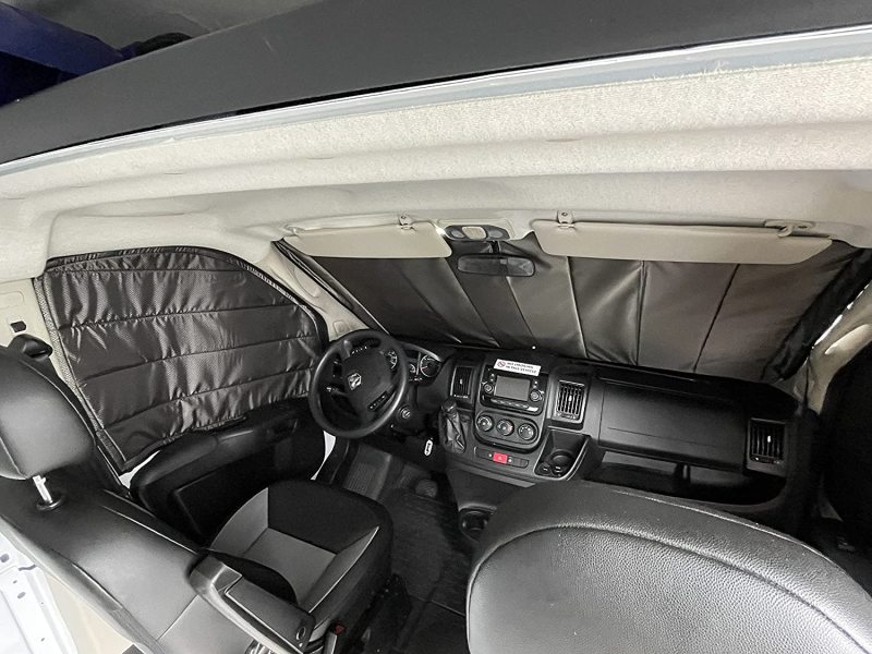 Customized 2019-2023 Sprinter Insulated Window Covers Front Cab Kit N48 magnet Sprinter Windshield Covers