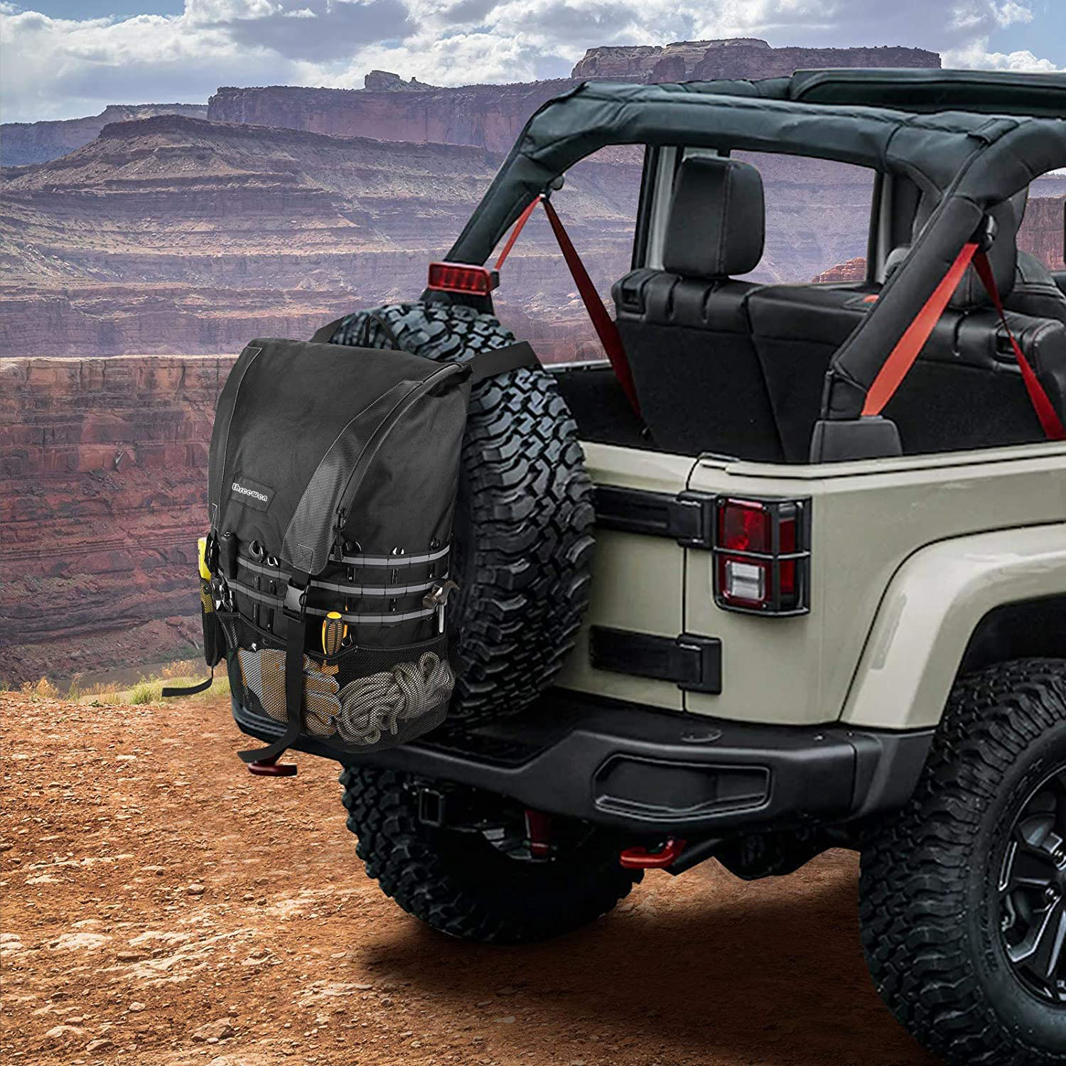 Threewen Outdoor 32L 40"Spare Tire Trash Bag Outdoor offroad Spare Tire Storage Bag SUV Trunk Organizer