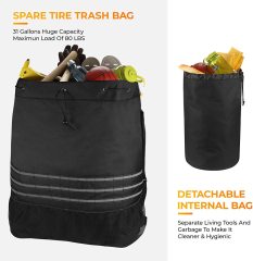 Threewen Outdoor 32L 40"Spare Tire Trash Bag Outdoor offroad Spare Tire Storage Bag SUV Trunk Organizer