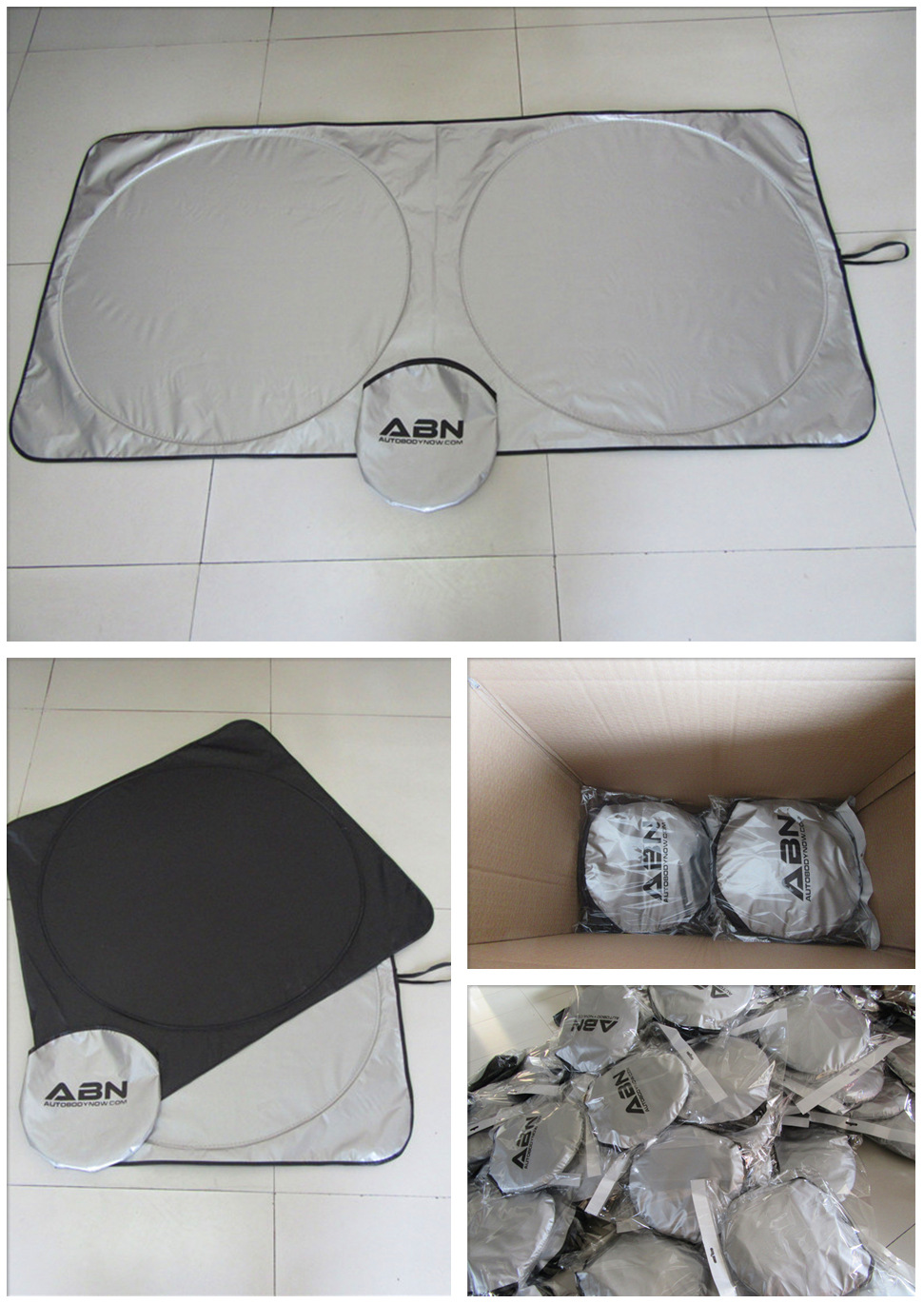 China Supplier Custom Print 190T/210T Car Windshield Sun Shade with Storage bag